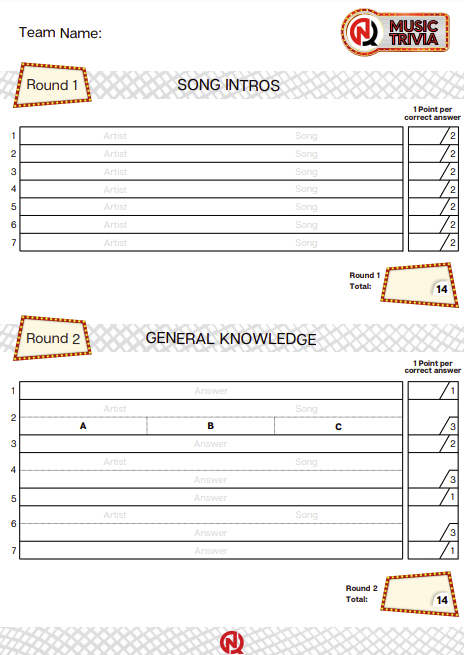 Example Answer Sheet